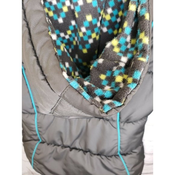 London Fog Girls Gray With Teal Trim Diamond Embroidered Hooded Jacket Small 7/8 - Picture 4 of 12